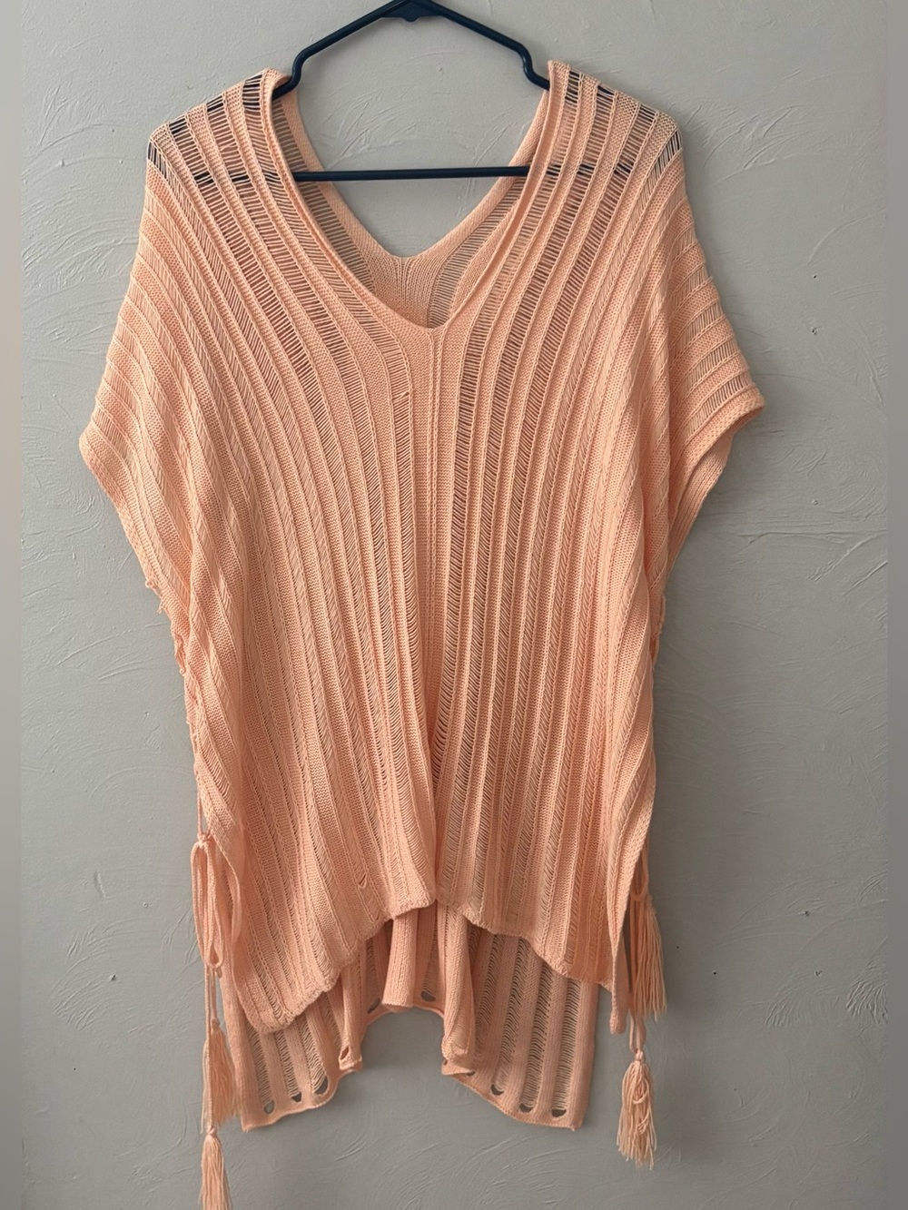 Cupshe peach-pink knit swim cover up with tassels